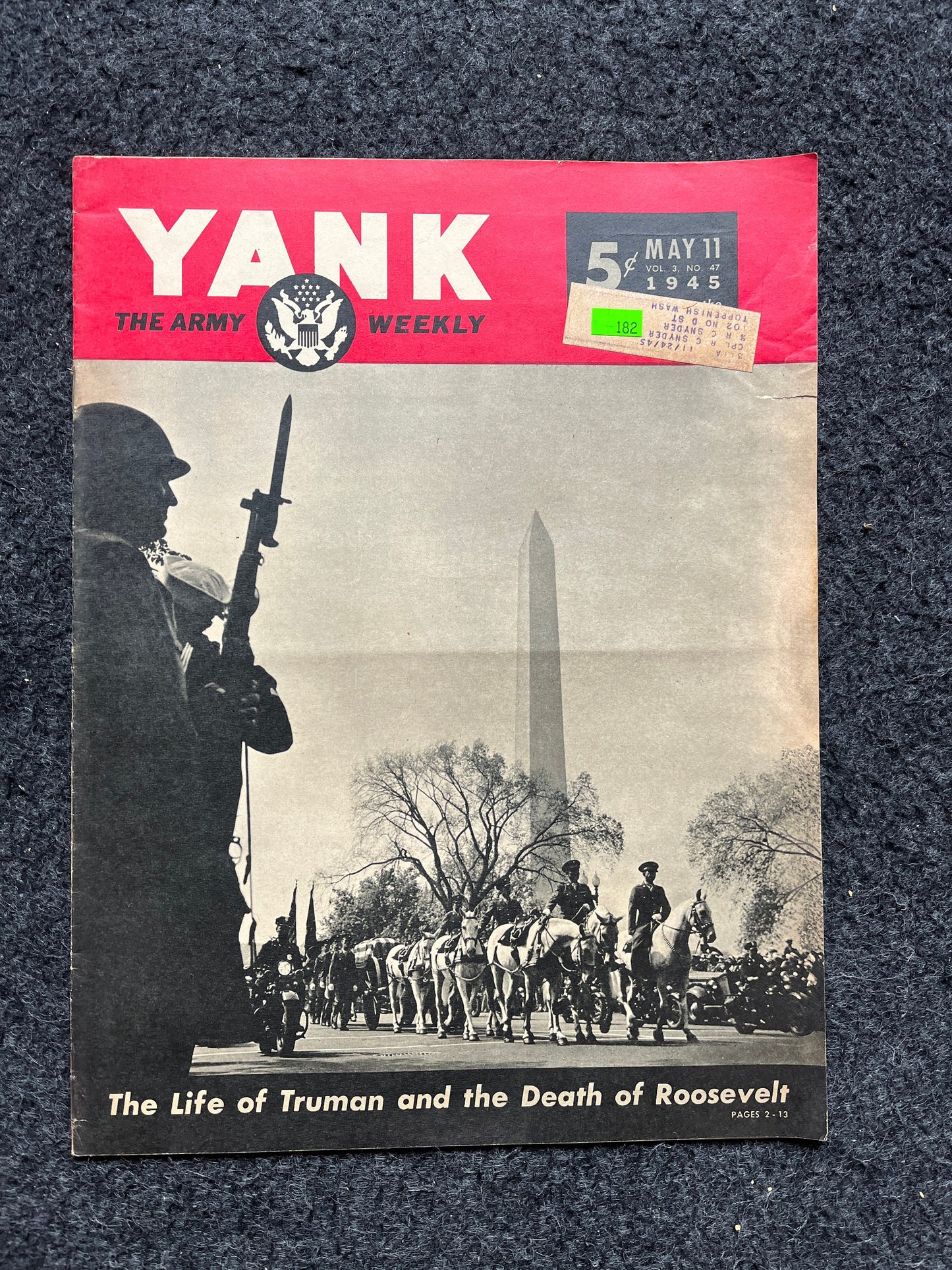 1945 FDR Death, WW2 Yank Magazine Collectible Military Magazine Memorabilia, Gifts for Him, Anniversary Gifts, Military Wall Decoration