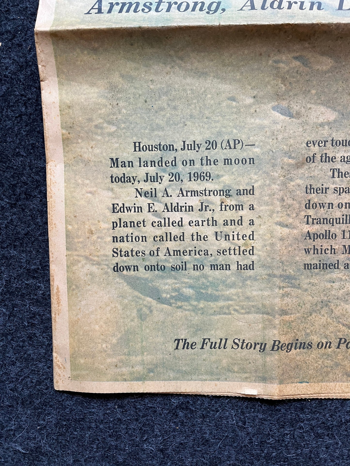 Original Moon Landing Vintage Newspaper - NASA Apollo 11 Program Moonwalk - Space Race Neil Armstrong Buzz Aldrin - Gifts For Nerds, Space A