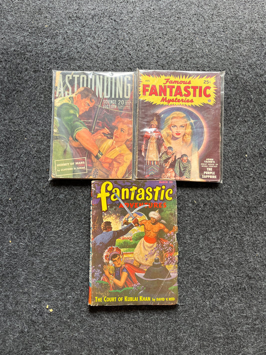 Original 1950 Pulp Science Fiction Space Adventures Novels, Space Gifts Decor, SciFi Stories and Vintage Art, Vintage Books, Rare Books