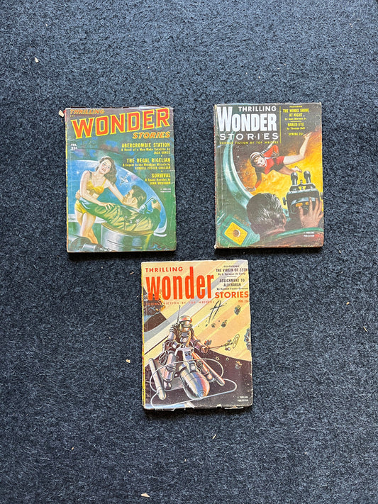 Original 1950s Pulp Science Fiction Space Adventures Novels, Space Gifts Decor, SciFi Stories and Vintage Art, Vintage Books, Rare Books