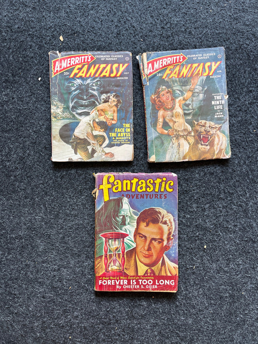 Original 1950 Pulp Science Fiction Space Adventures Novels, Space Gifts Decor, SciFi Stories and Vintage Art, Vintage Books, Rare Books