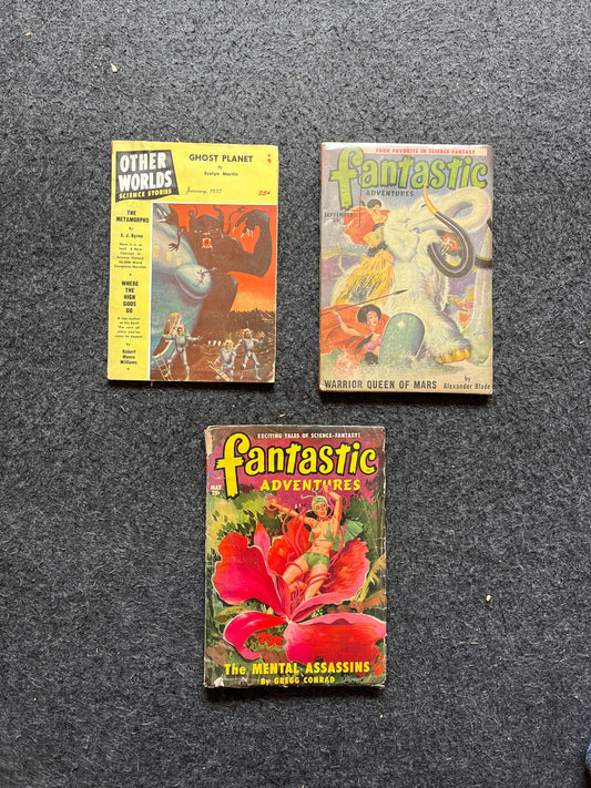 Original 1950s Pulp Science Fiction Space Adventures Novels, Space Gifts Decor, SciFi Stories and Vintage Art, Vintage Books, Rare Books