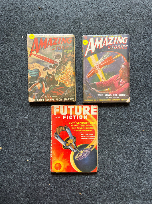 Original 1950 Pulp Science Fiction Space Adventures Novels, Space Gifts Decor, SciFi Stories and Vintage Art, Vintage Books, Rare Books