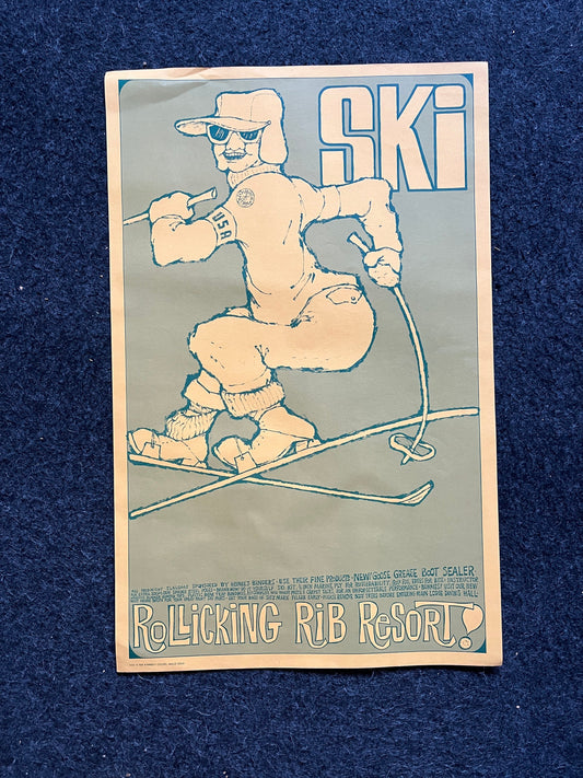 Vintage Skiing John Hitesman Lithograph Poster 1960's MCM Wall Decoration, Vintage Gifts, Housewarming Gifts, Mid Century Modern Wall