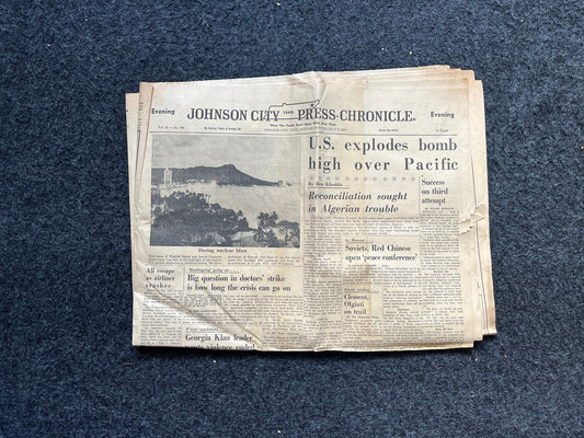 1962 Operation Dominic US Tests 31 Nuclear Bombs, Original Vintage Newspaper, Cold War Propaganda, USSR Art, Soviet Union, Russian History
