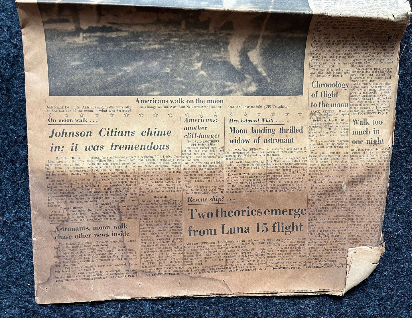 Original Moon Landing Vintage Newspaper - NASA Apollo 11 Program Moonwalk - Space Race Neil Armstrong Buzz Aldrin - Gifts For Nerds, Space A