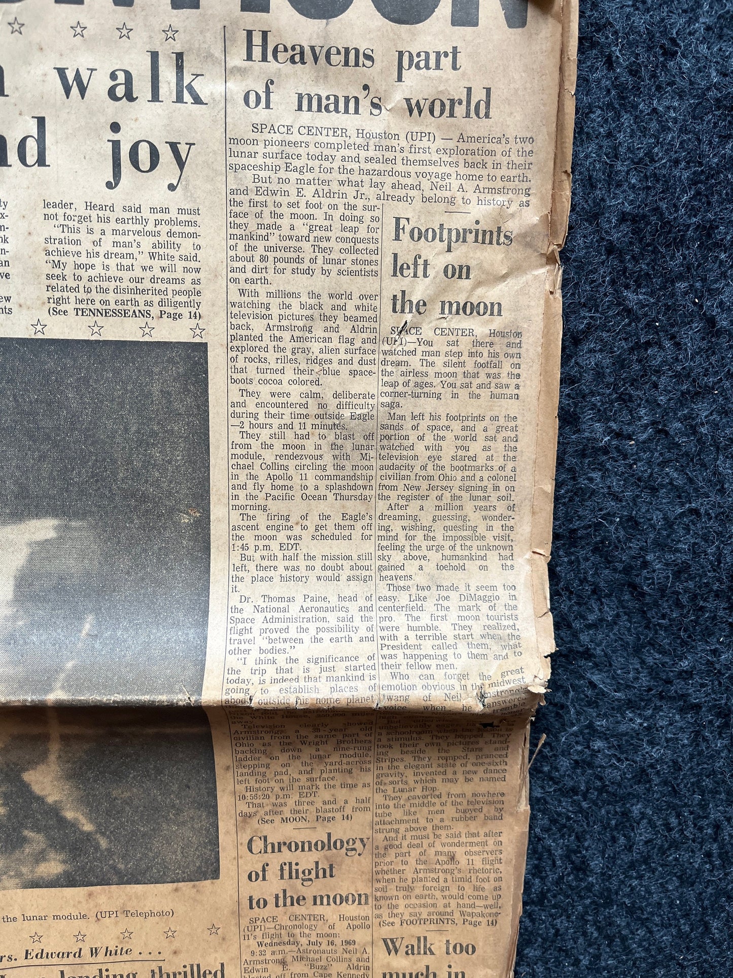 Original Moon Landing Vintage Newspaper - NASA Apollo 11 Program Moonwalk - Space Race Neil Armstrong Buzz Aldrin - Gifts For Nerds, Space A