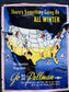 Vintage 1950s 39 x 24 Pullman Winter Railroad Poster Original Railway artwork