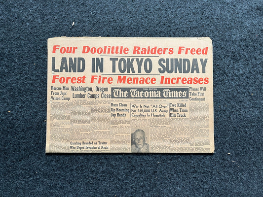 1945 Post WW2 Occupied Japan - American Flags Over Tokyo - Japanese History WW2 Memorabilia Vintage Newspaper