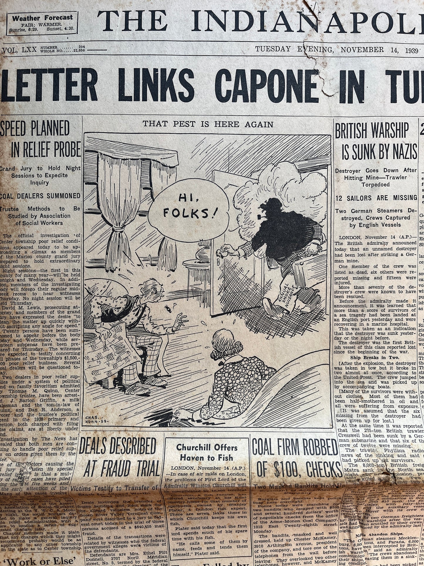 1939 Al Capone Connected to Agents Death, True Crime American History, Vintage Newspaper and History