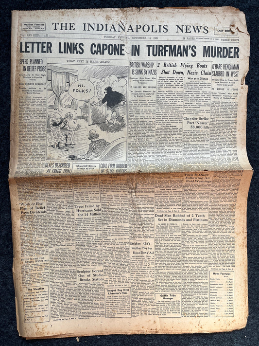 1939 Al Capone Connected to Agents Death, True Crime American History, Vintage Newspaper and History