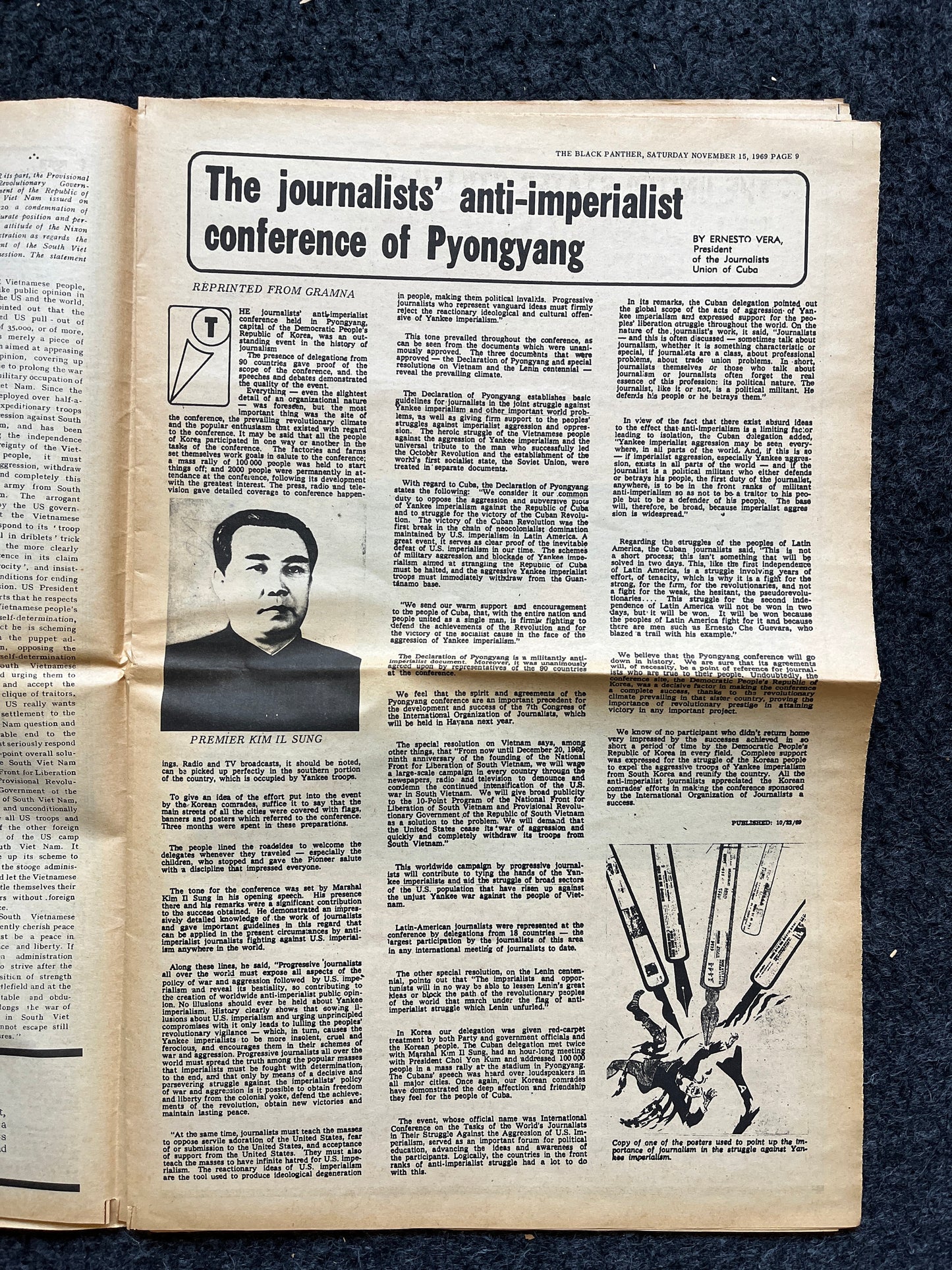 1970 Vietnam War Black Panther Political Party Support Propaganda, Education Art Civil Rights Memorabilia, Vietnam Newspapers, History Gifts