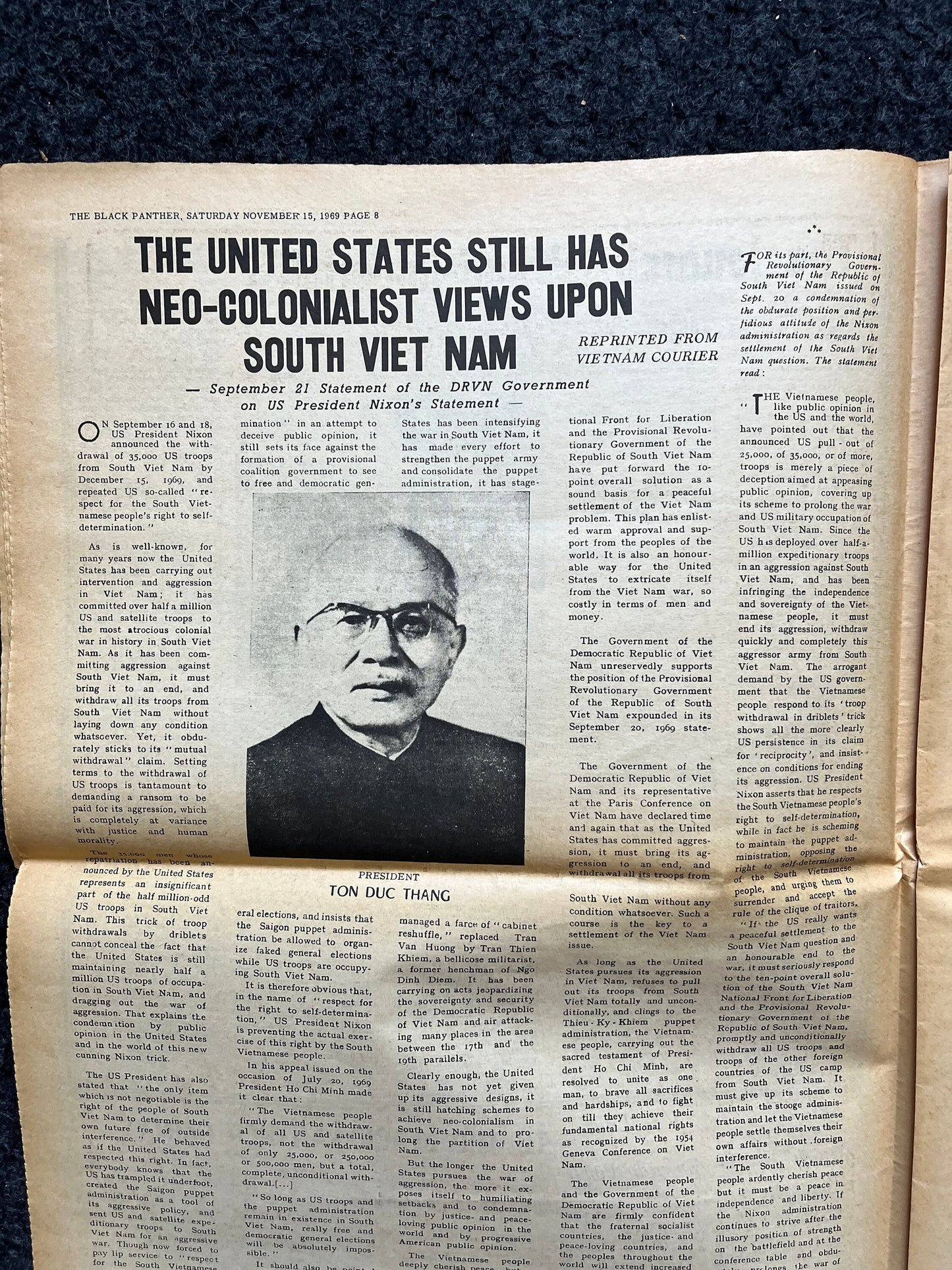 1970 Vietnam War Black Panther Political Party Support Propaganda, Education Art Civil Rights Memorabilia, Vietnam Newspapers, History Gifts