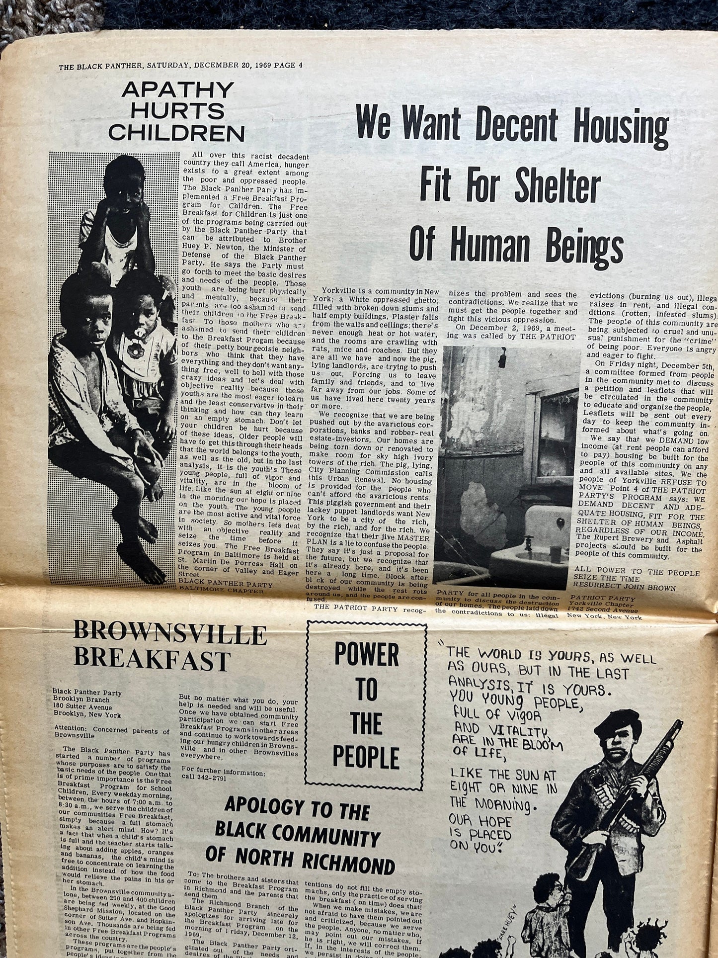 1970 Black Panther Memorial Newspaper Political Party Support Propaganda, Education Art Civil Rights Memorabilia, Vietnam Souvenirs and Gift