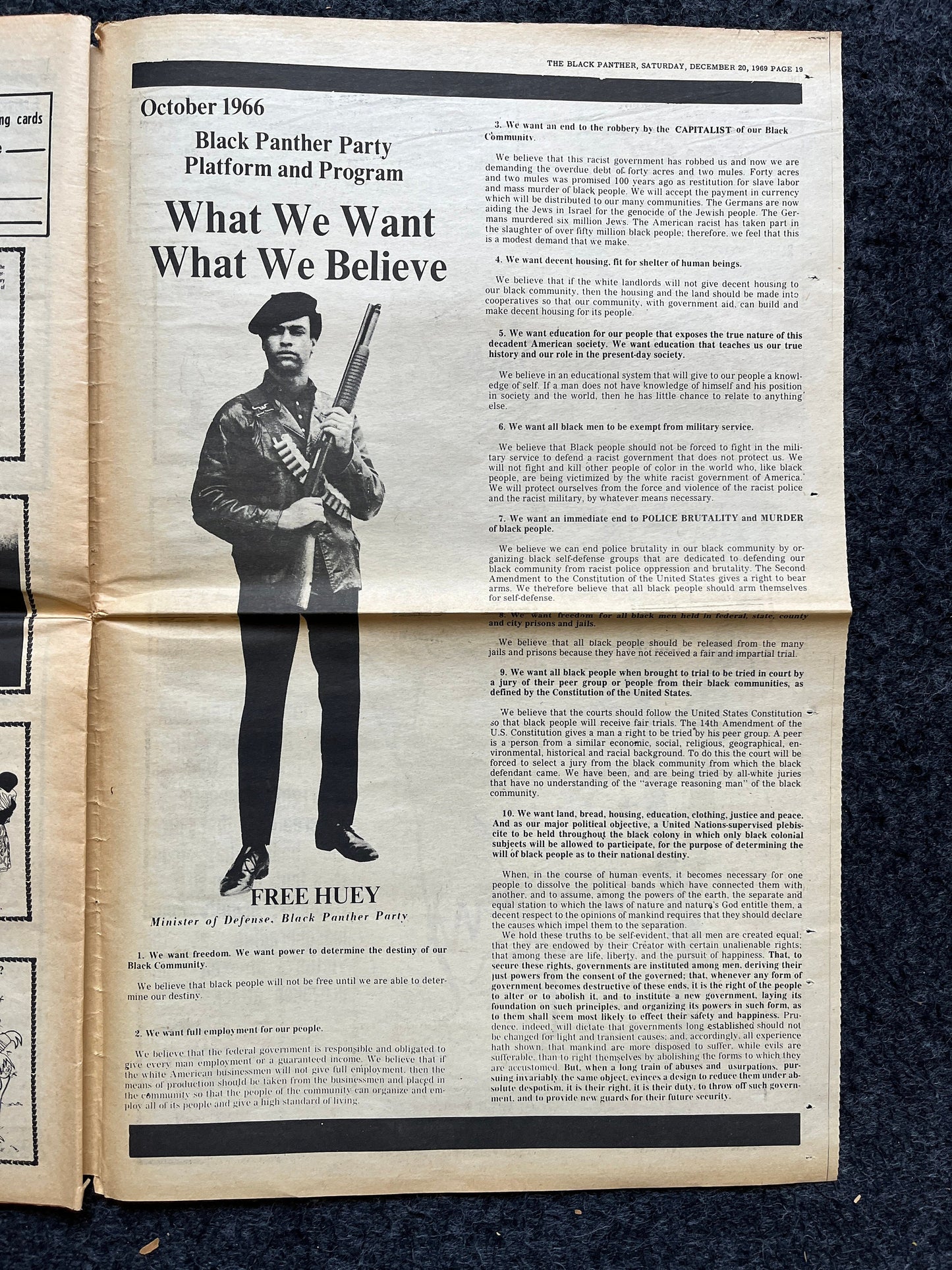 1970 Black Panther Memorial Newspaper Political Party Support Propaganda, Education Art Civil Rights Memorabilia, Vietnam Souvenirs and Gift