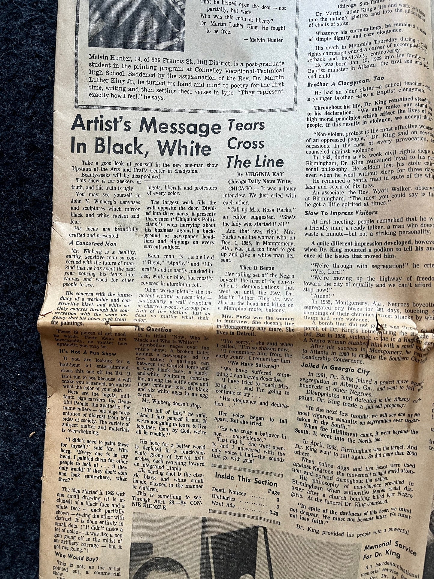 1968 MLK Jr Assassination Newspaper - 3 Days After Death - Vietnam War - Civil Rights Movement - Social Justice - Black Leaders - Race US