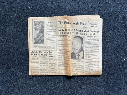 1968 MLK Jr Assassination Newspaper - 3 Days After Death - Vietnam War - Civil Rights Movement - Social Justice - Black Leaders - Race US