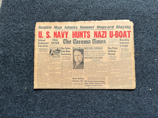 1942 World War 2 German U boats Sinking Ships – Original Vintage WW2 Newspaper Memorabilia – Naval Submarine History