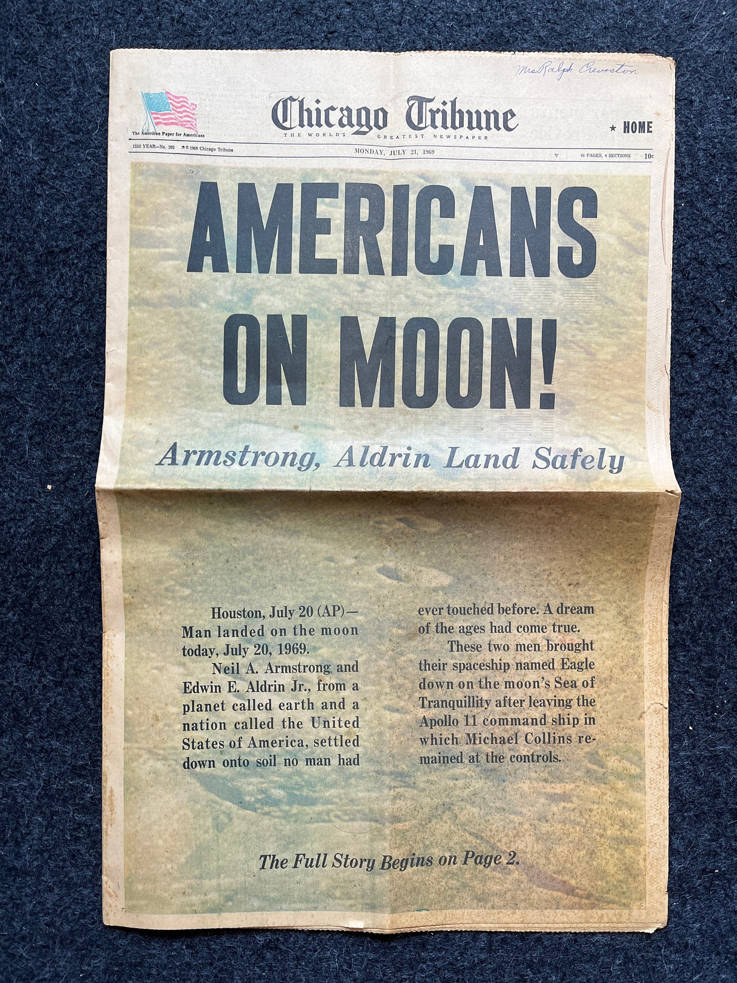 Original Moon Landing Vintage Newspaper - NASA Apollo 11 Program Moonwalk - Space Race Neil Armstrong Buzz Aldrin - Gifts For Nerds, Space A