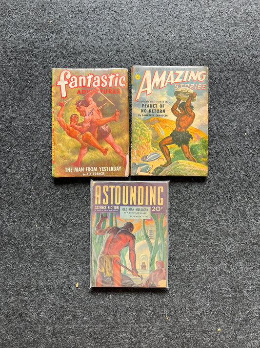 Original 1950 Pulp Science Fiction Space Adventures Novels, Space Gifts Decor, SciFi Stories and Vintage Art, Vintage Books, Rare Books