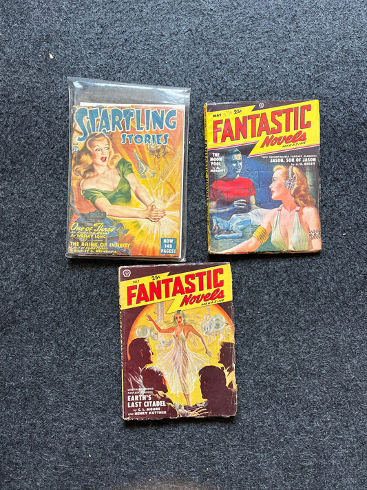 Original 1950s Pulp Science Fiction Space Adventures Novels, Space Gifts Decor, SciFi Stories and Vintage Art, Vintage Books, Rare Books
