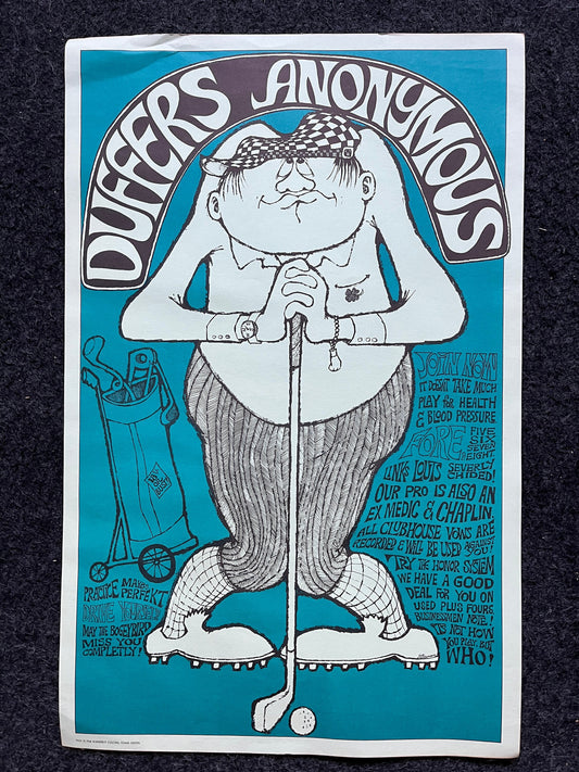 Vintage Golfing John Hitesman Lithograph Poster 1960's MCM Wall Decoration, Vintage Gifts, Housewarming Gifts, Mid Century Modern Wall