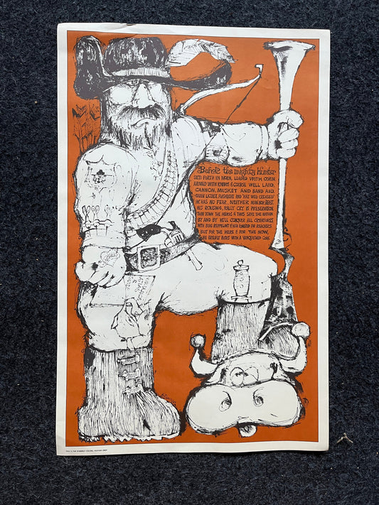 Vintage Hunting John Hitesman Lithograph Poster 1960's MCM Wall Decoration, Vintage Gifts, Housewarming Gifts, Mid Century Modern Wall