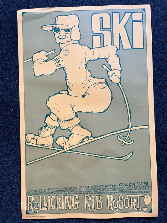 Vintage Skiing John Hitesman Lithograph Poster 1960's MCM Wall Decoration, Vintage Gifts, Housewarming Gifts, Mid Century Modern Wall