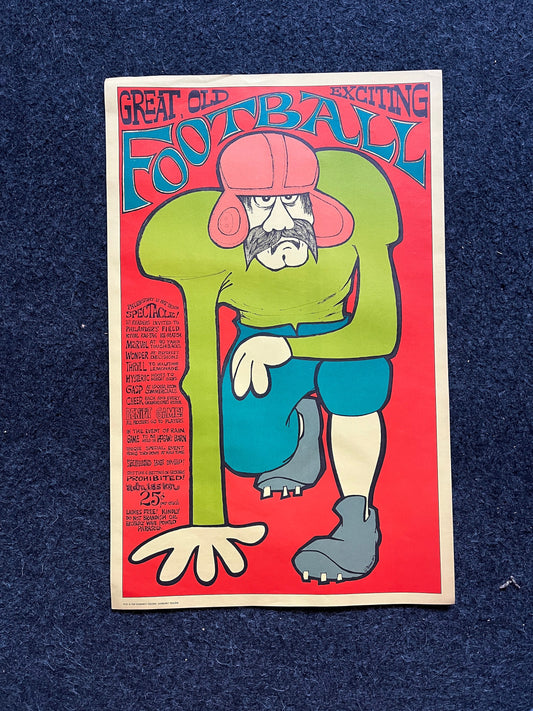 Vintage Football John Hitesman Lithograph Poster 1960's MCM Wall Decoration, Vintage Gifts, Housewarming Gifts, Mid Century Modern Wall