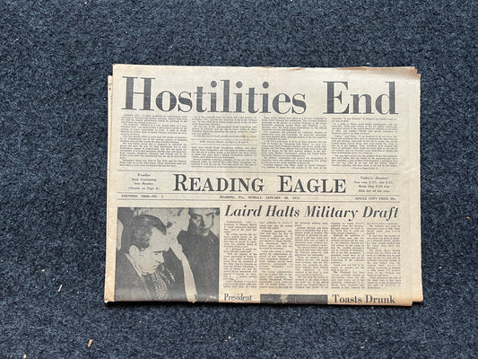 1973 End Of Vietnam War - Nixon Ends War in Vietnam, Original Vintage Newspaper, US Military Gifts, History Gifts, Gifts for Him
