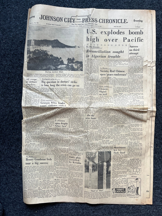 1962 Operation Dominic US Tests 31 Nuclear Bombs, Original Vintage Newspaper, Cold War Propaganda, USSR Art, Soviet Union, Russian History