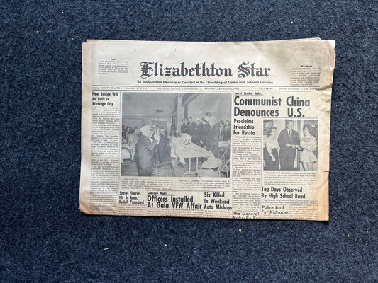 1962 Chinese CCP Denounces United States - Red China Unlocks Nuclear Weapons - Original Vintage Newspaper Red Scare Cold War Propaganda