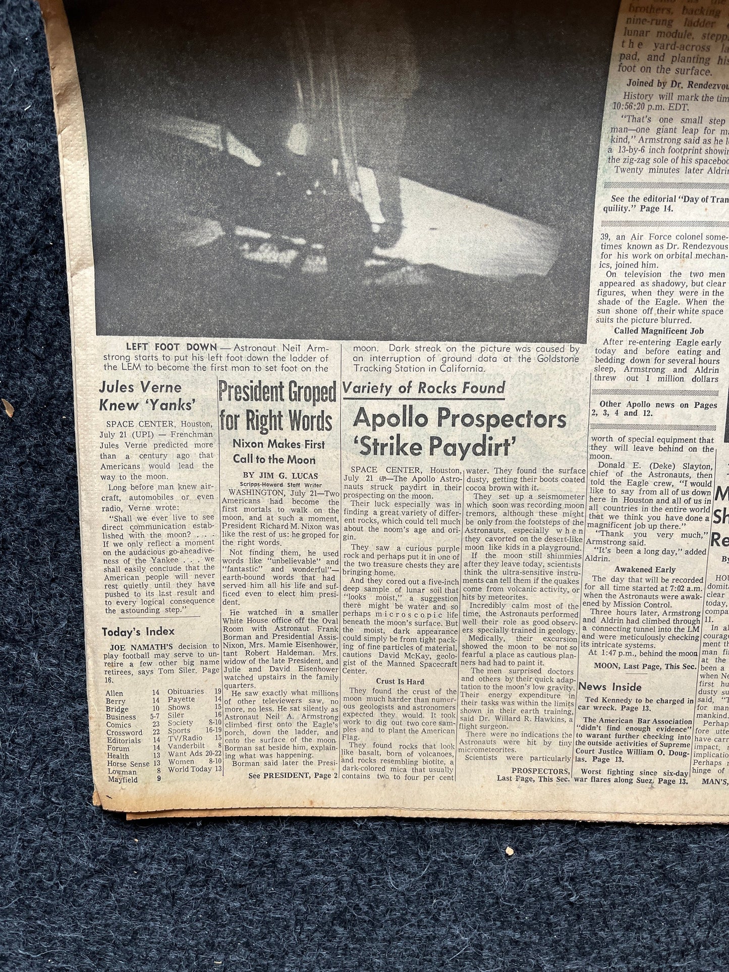 Original Moon Landing Vintage Newspaper - NASA Apollo 11 Program Moonwalk - Space Race Neil Armstrong Buzz Aldrin - Gifts For Nerds, Space A