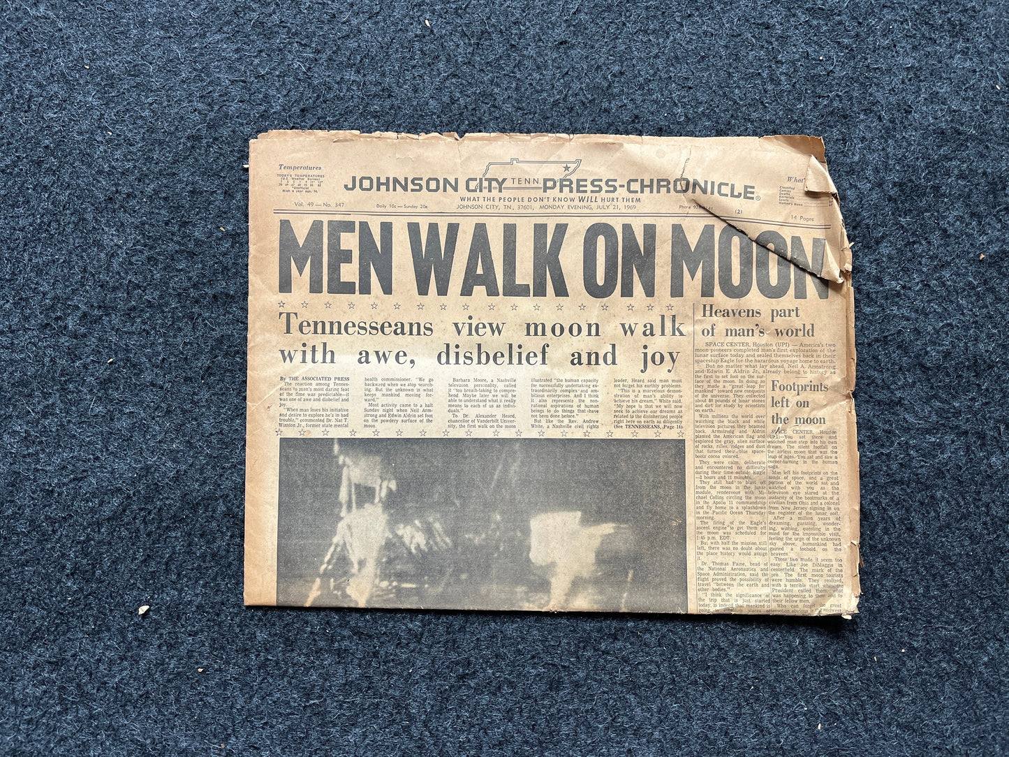 Original Moon Landing Vintage Newspaper - NASA Apollo 11 Program Moonwalk - Space Race Neil Armstrong Buzz Aldrin - Gifts For Nerds, Space A