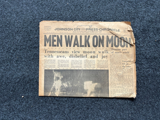 Original Moon Landing Vintage Newspaper - NASA Apollo 11 Program Moonwalk - Space Race Neil Armstrong Buzz Aldrin - Gifts For Nerds, Space A
