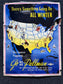 Vintage 1950s 39 x 24 Pullman Winter Railroad Poster Original Railway artwork