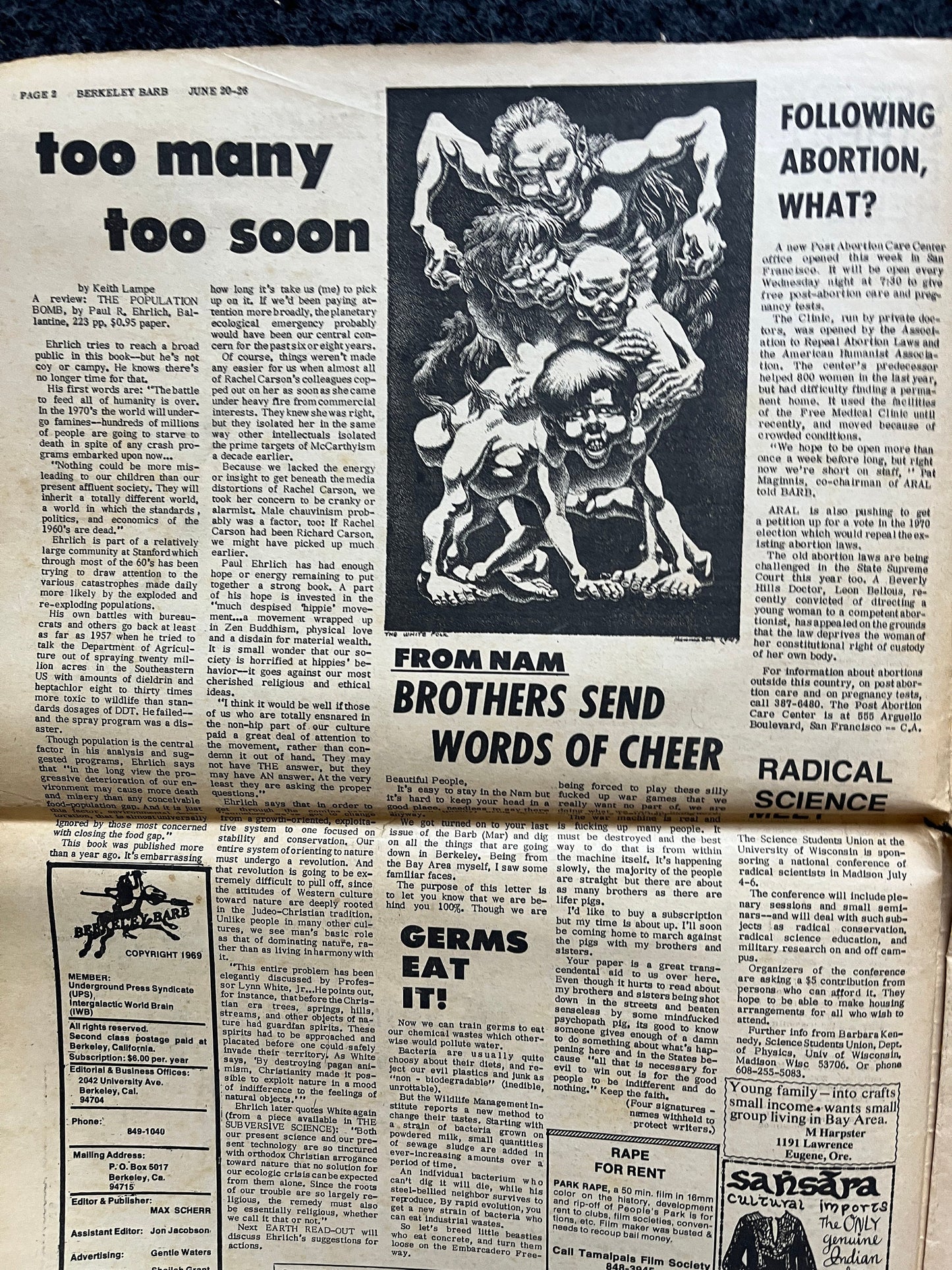 1970s Berkeley Bark CounterCulture, Black Panther Party, Underground Newspaper, Vintage Newspaper, San Francisco California, Black Gifts