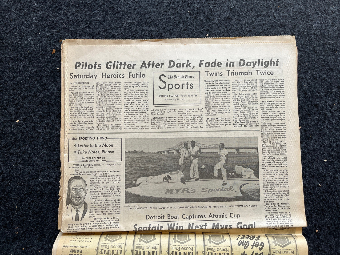 Original Moon Landing Vintage Newspaper - NASA Apollo 11 Program Moonwalk - Space Race Neil Armstrong Buzz Aldrin - Gifts For Nerds, Space A