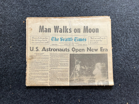 Original Moon Landing Vintage Newspaper - NASA Apollo 11 Program Moonwalk - Space Race Neil Armstrong Buzz Aldrin - Gifts For Nerds, Space A