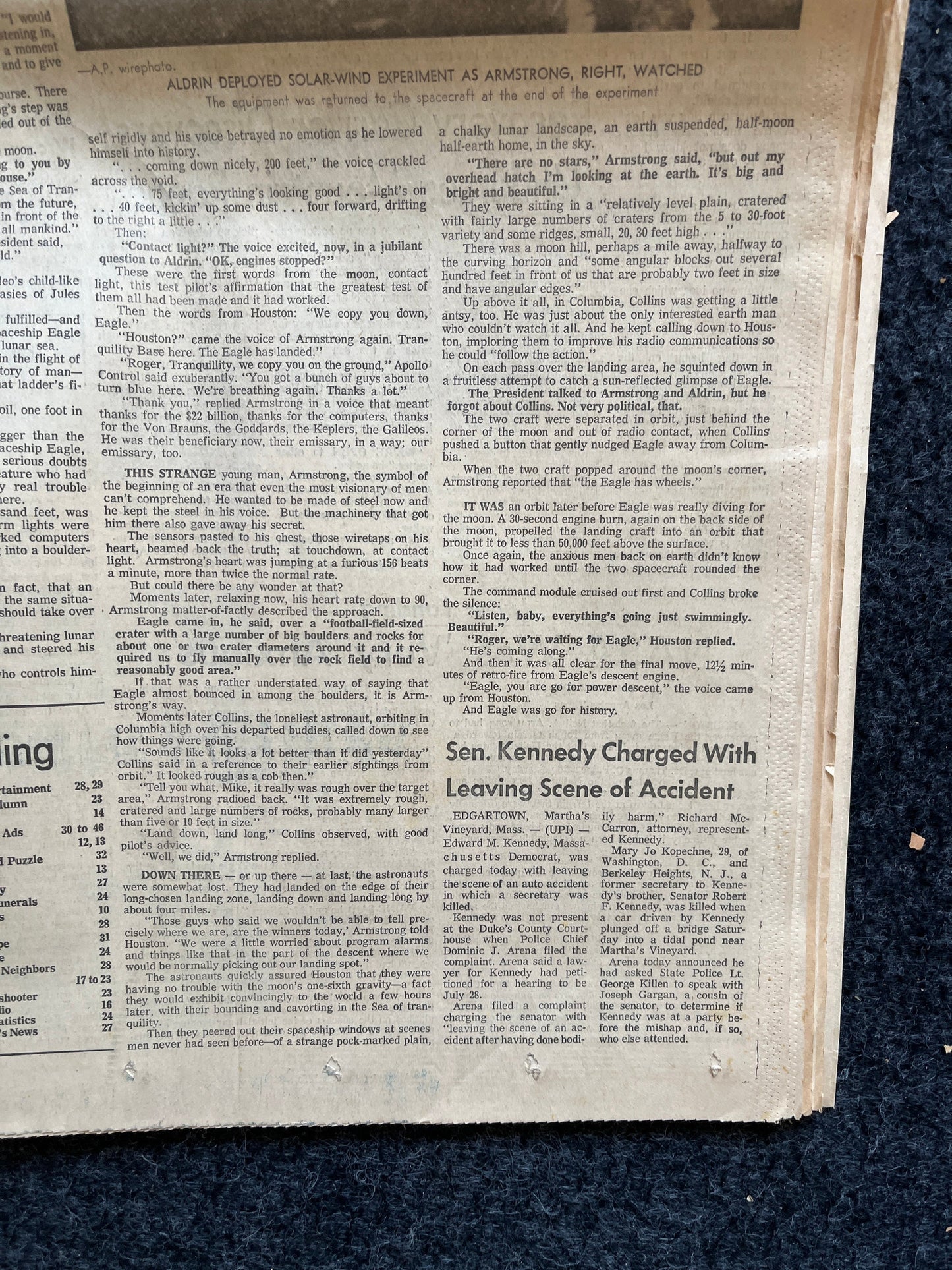 Original Moon Landing Vintage Newspaper - NASA Apollo 11 Program Moonwalk - Space Race Neil Armstrong Buzz Aldrin - Gifts For Nerds, Space A