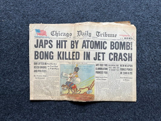 DAY OF Atomic Bombing of Hiroshima, Enola Gay, World War 2 Memorabilia, WW2 Propaganda, Vintage Newspaper Collectible, Military Gifts,