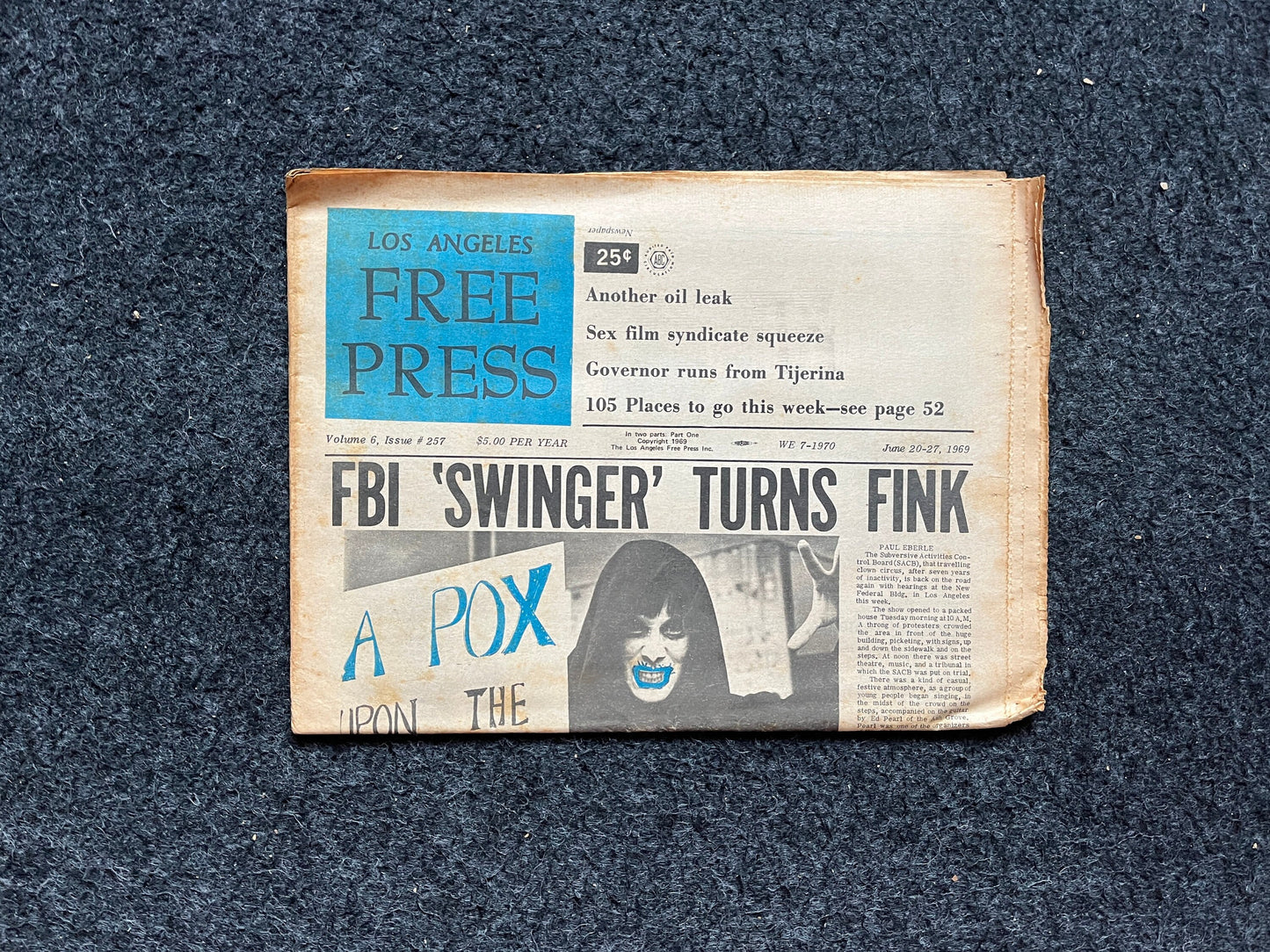 1970s CounterCulture LGBT Los Angeles Free Press, Black Panther Party, Underground Far-Left Newspaper, Vintage Newspaper, Original Newspaper