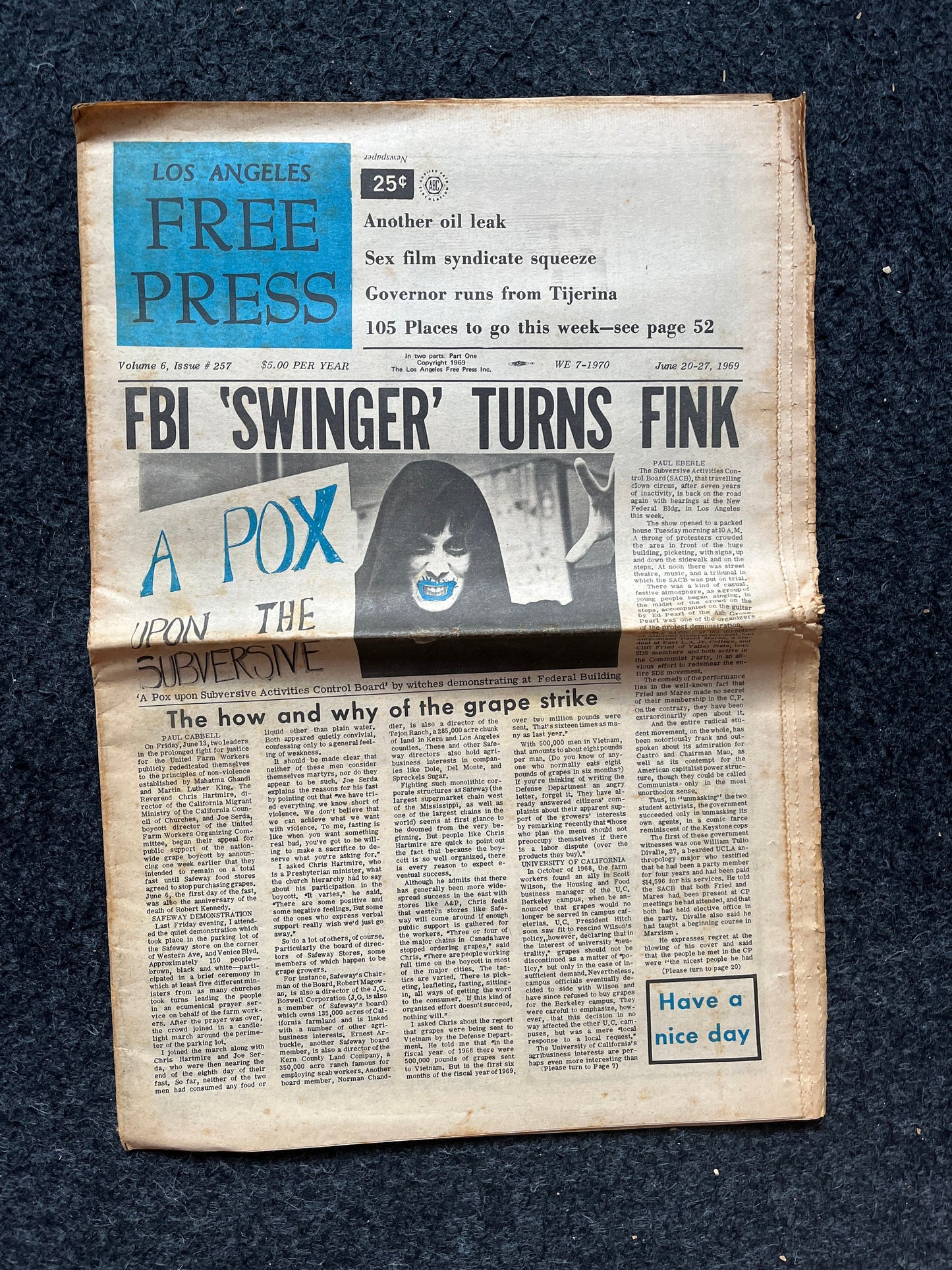 1970s CounterCulture LGBT Los Angeles Free Press, Black Panther Party, Underground Far-Left Newspaper, Vintage Newspaper, Original Newspaper
