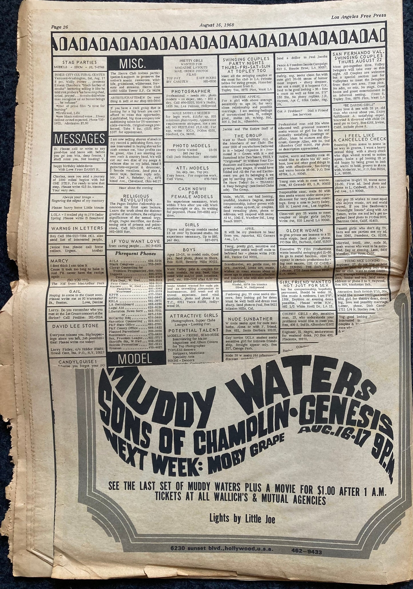 1970s CounterCulture LGBT Los Angeles Free Press, Black Panther Party, Underground Far-Left Newspaper, Vintage Newspaper, Original Newspaper