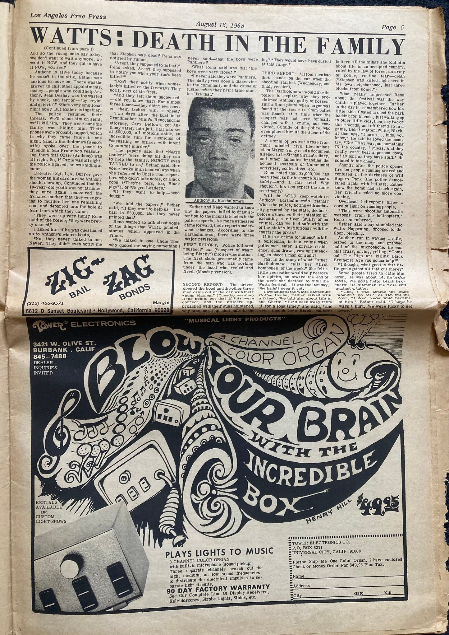 1970s CounterCulture LGBT Los Angeles Free Press, Black Panther Party, Underground Far-Left Newspaper, Vintage Newspaper, Original Newspaper