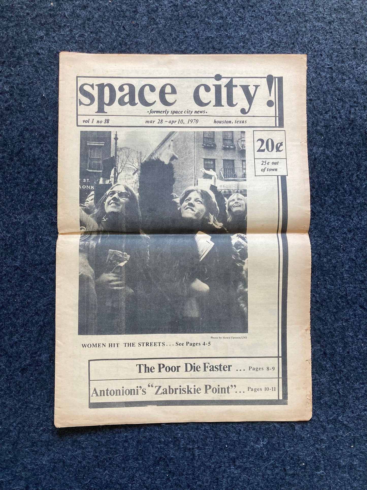 1970s Space City Houston Texas Underground Newspaper, Black Panther Party, Vintage Antique Collectibles, Hippie Grunge Art Gifts,