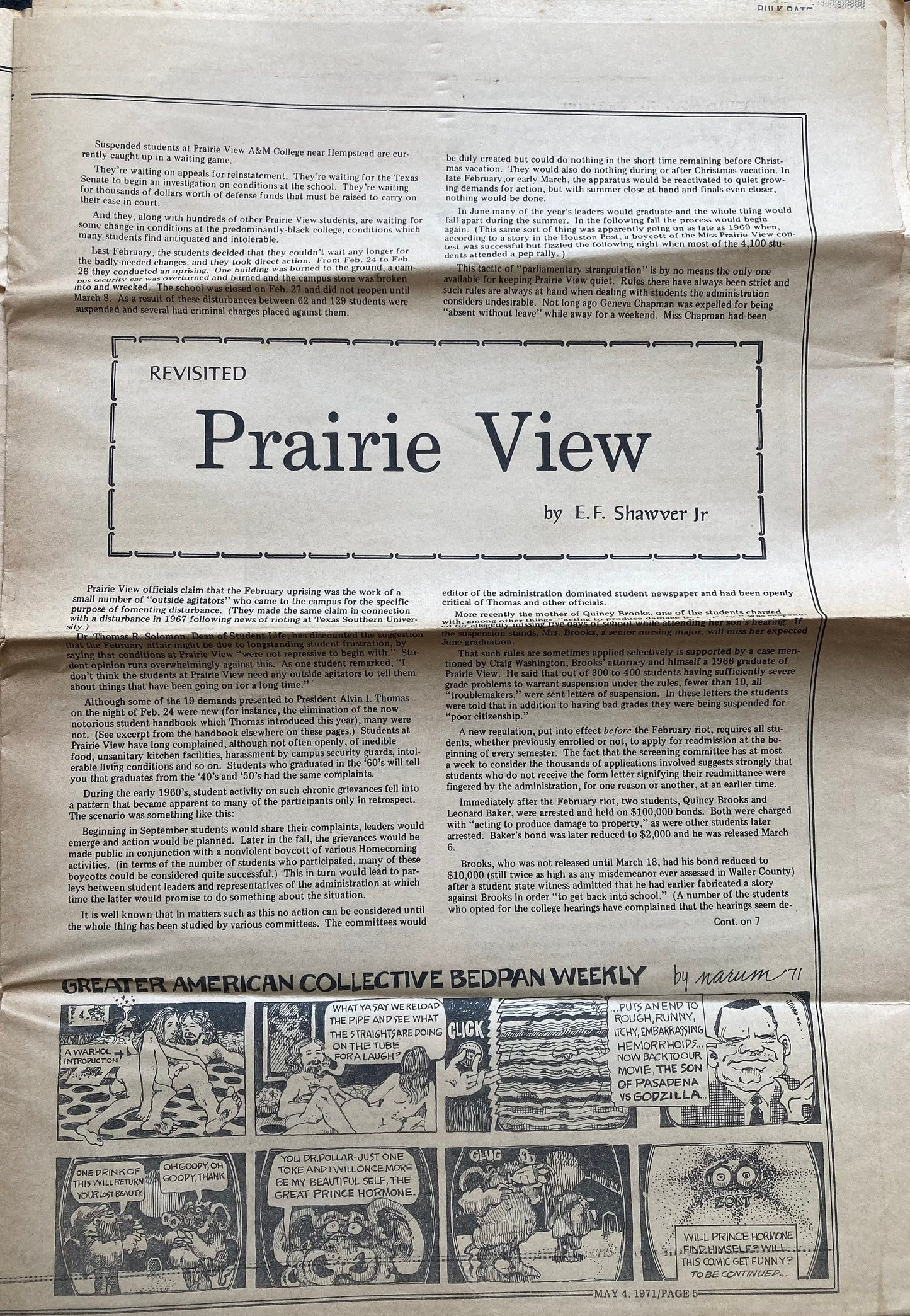 1970s Space City Houston Texas Underground Newspaper, Black Panther Party, Vintage Antique Collectibles, Hippie Grunge Art Gifts,