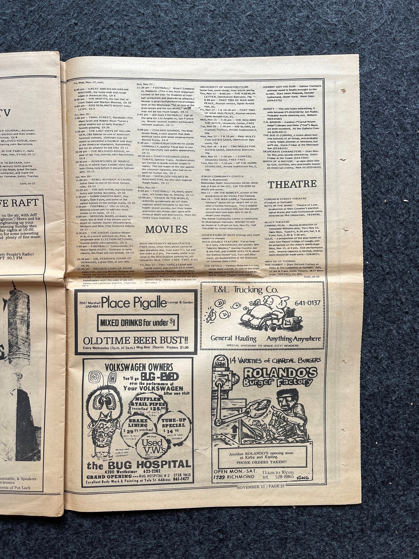 1970s Space City Houston Texas Underground Newspaper, Black Panther Party, Vintage Antique Collectibles, Hippie Grunge Art Gifts,