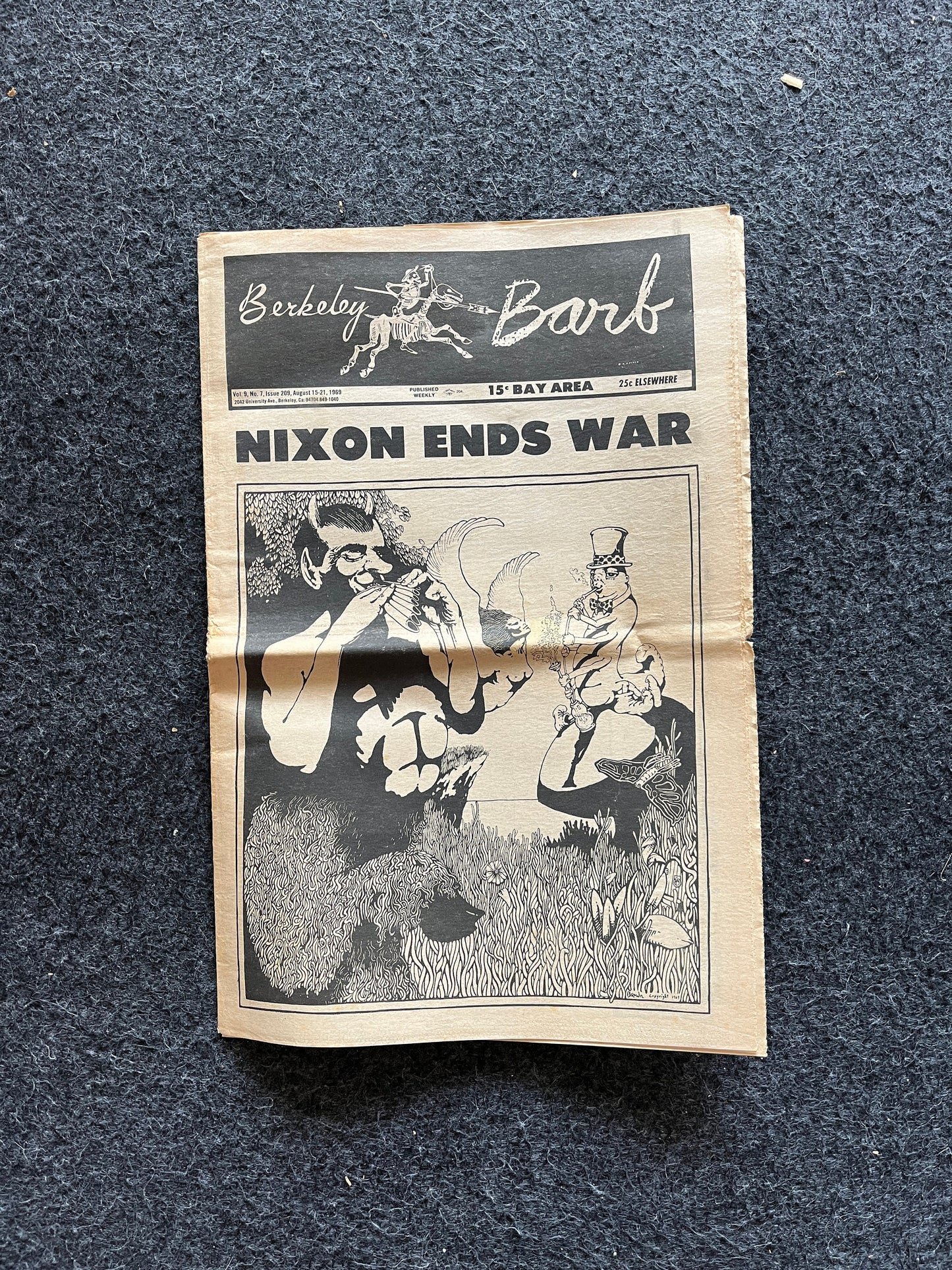 1970s Vietnam War Ends Nixon, Berkeley Bark CounterCulture, Black Panther Party, Underground Newspaper, Vintage Newspaper, San Francisco