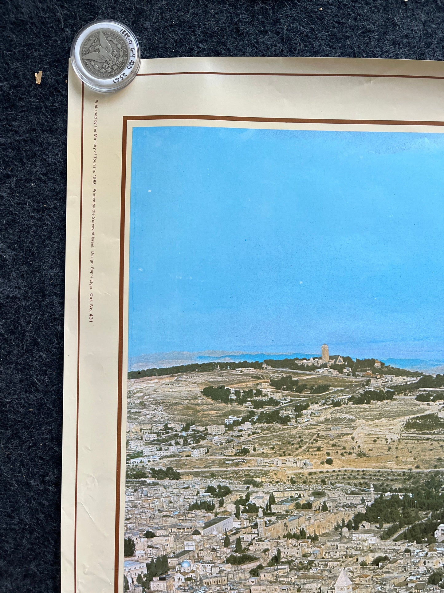 Vintage 1980s Jerusalem Israel Travel Poster - Vintage Advertising Jewish Travel Poster, Vintage Photography, 27 x 39 Aviation Poster